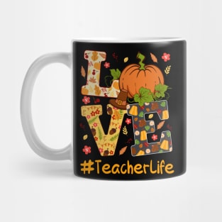 Thankful Teacher Retro Groovy Thanksgiving Fall Women Men Mug